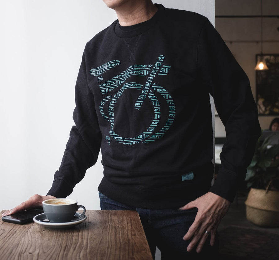 Brompton Logo Sweatshirt in Black with Turkish Green Detail (4584973631539)